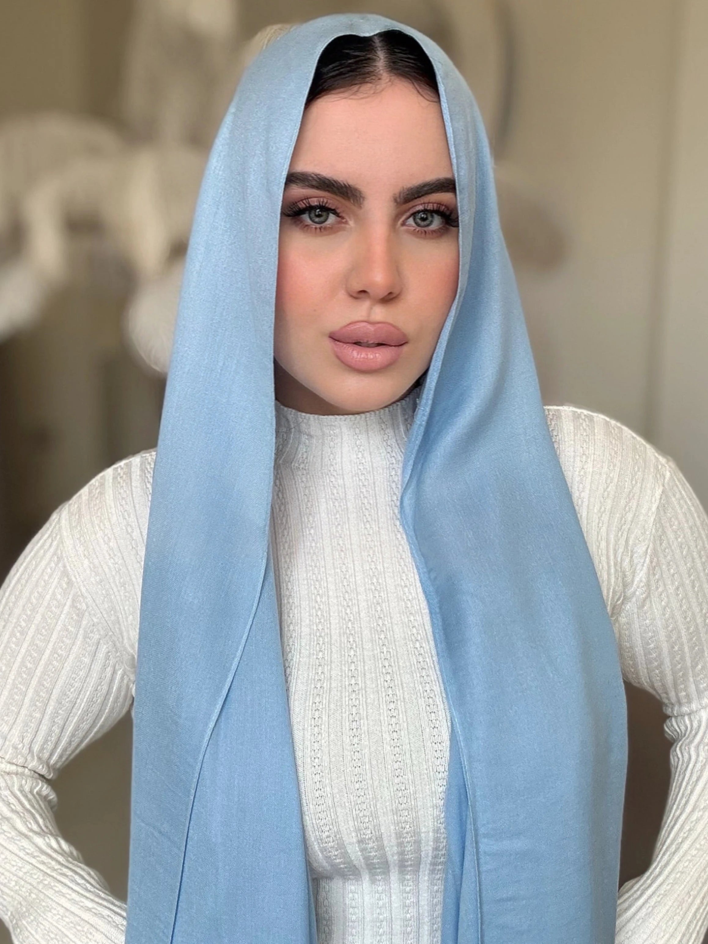Powder Blue Cotton Scarf