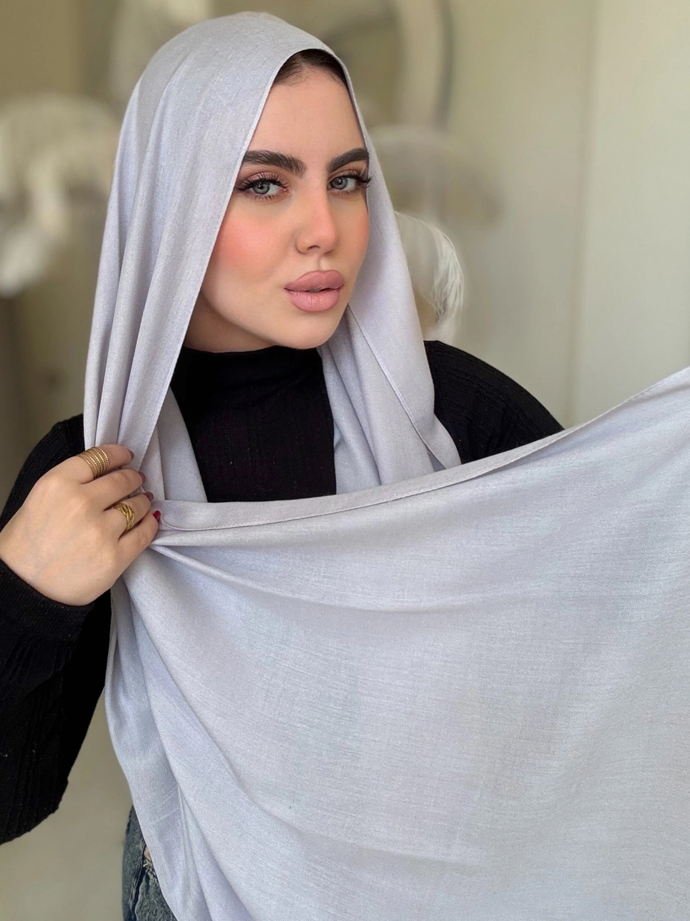 Pearl Grey Cotton Scarf