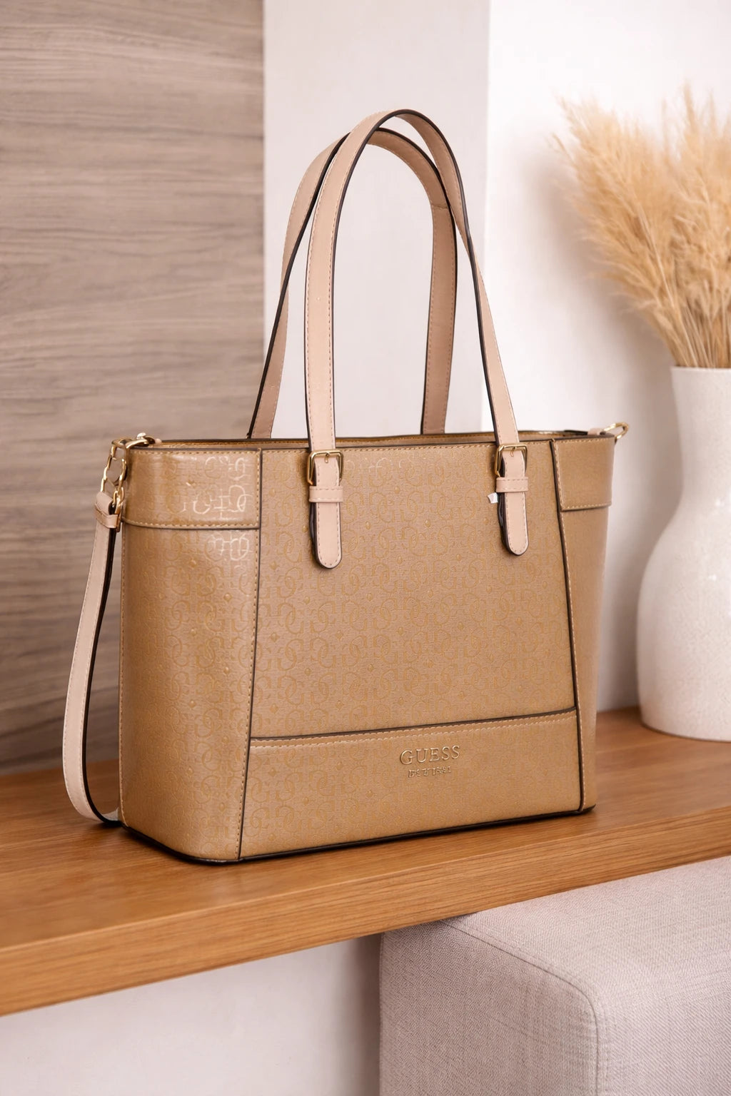 Guess Metallic Beige Tote