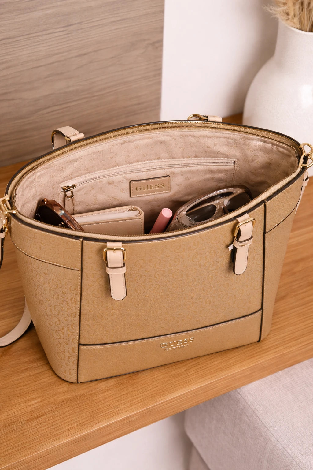 Guess Metallic Beige Tote