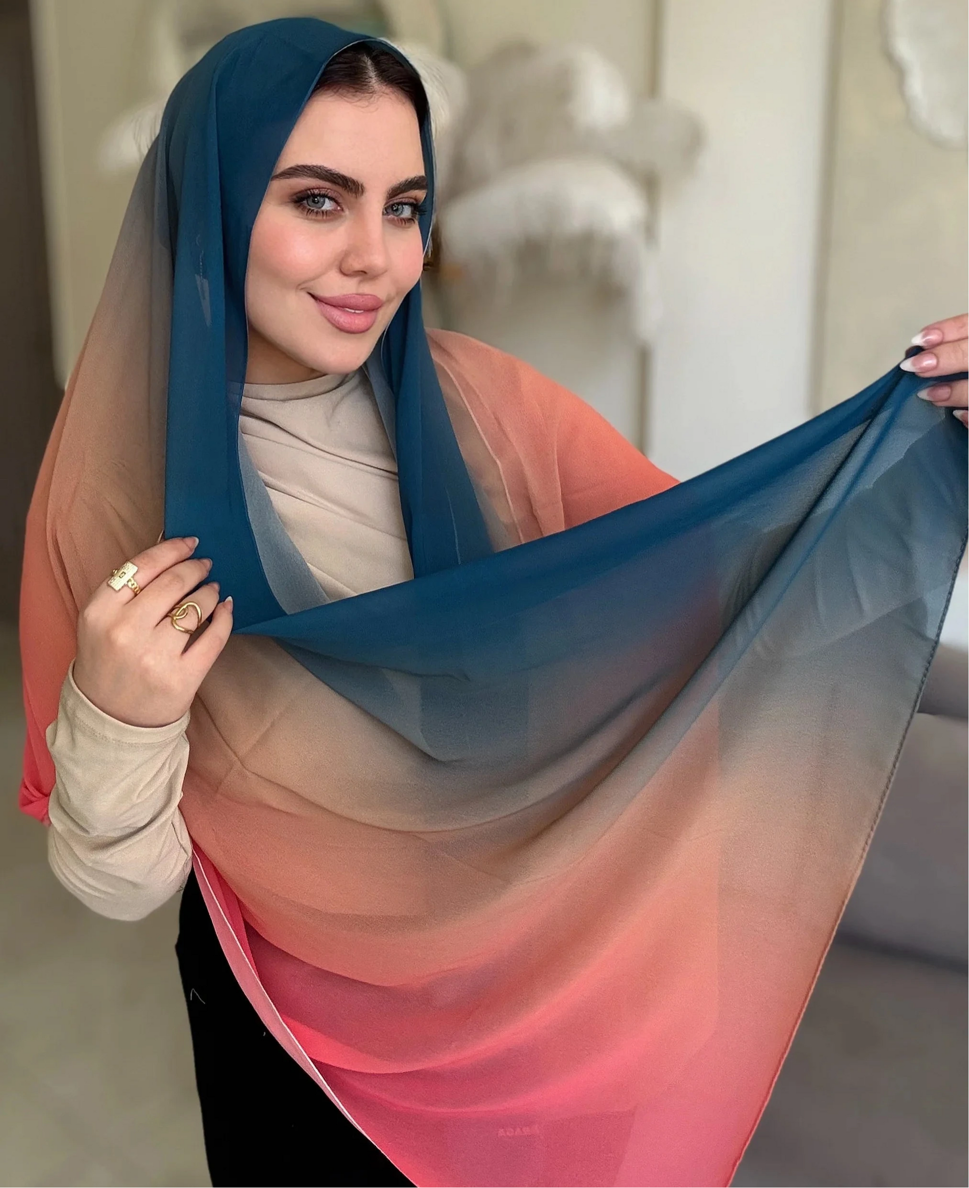 Coral to teal (Chiffon)