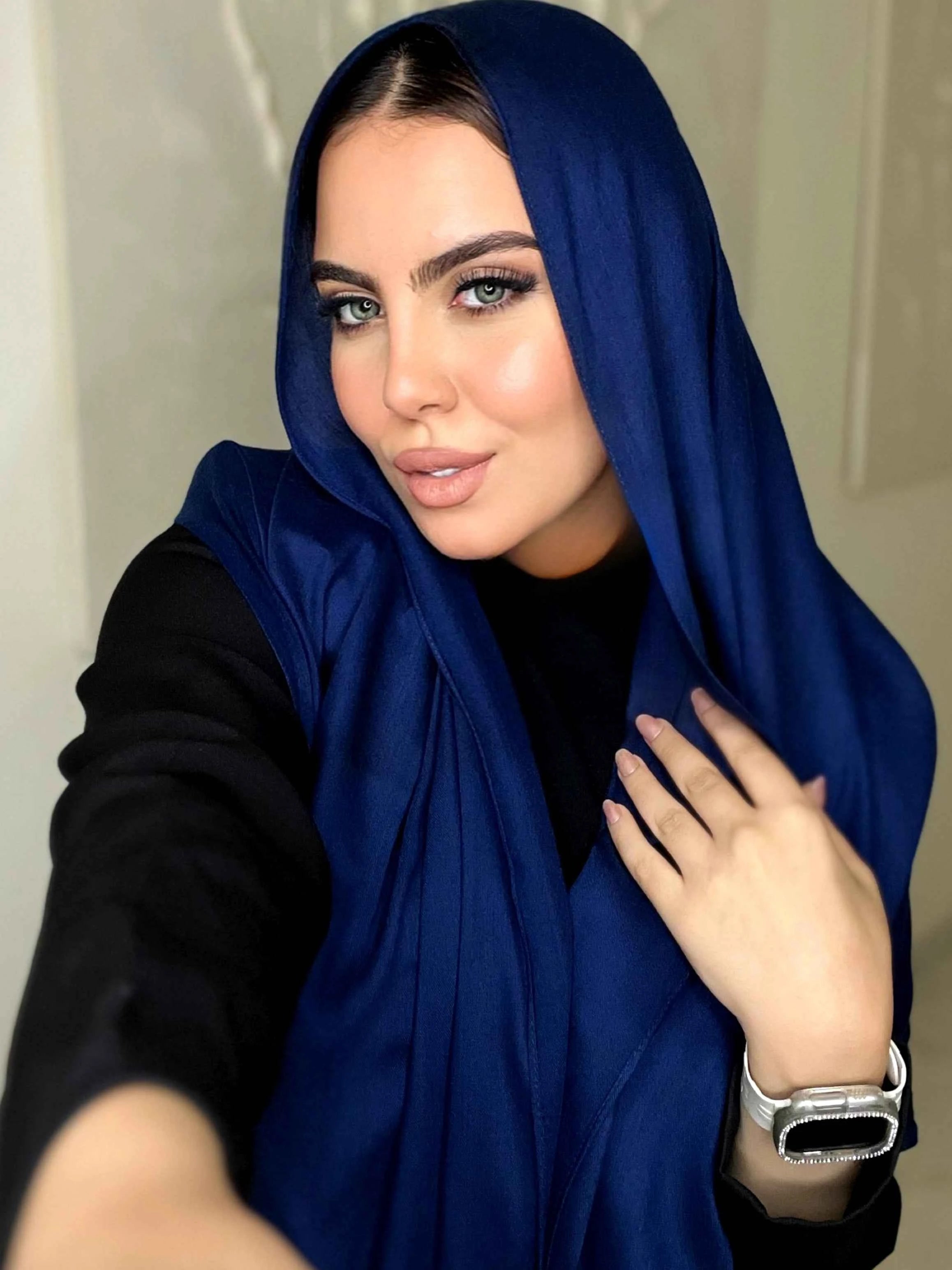 Navy Blue Cotton Scarf