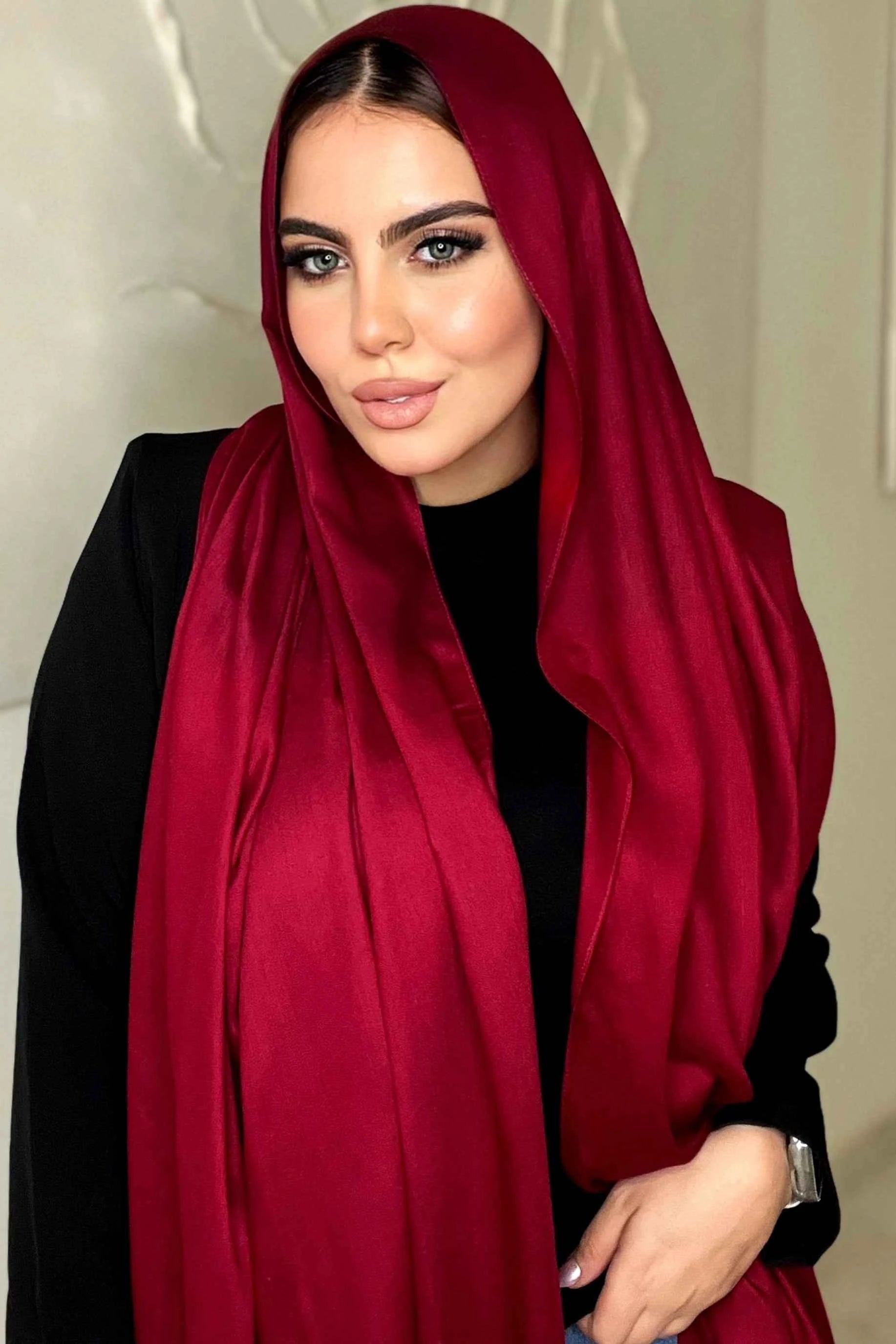 Dark Red Cotton Scarf